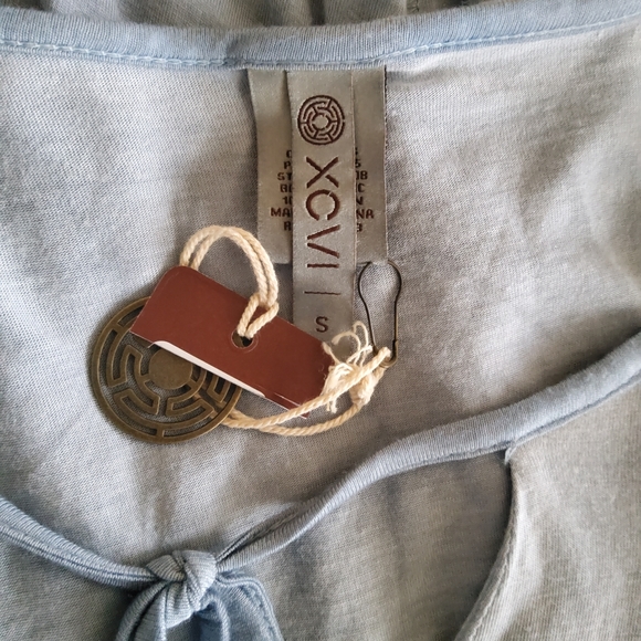 XCVI Wearables Overlay Knit Top Size S Blue New - Picture 7 of 9